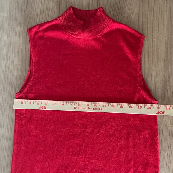 Cable & Gauge 100% Silk Sleeveless Mock Neck Top – Red, Size L - Picture 5 of 8
